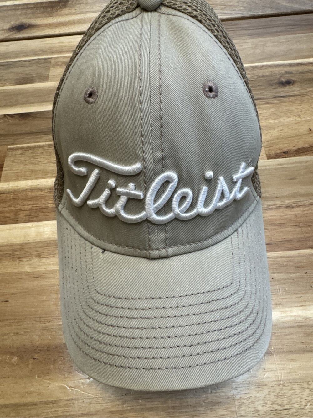 Titleist Pro‎ V1 FJ Khaki Tan Light Brown Golf Flex Fitted Hat Cap Medium-large
